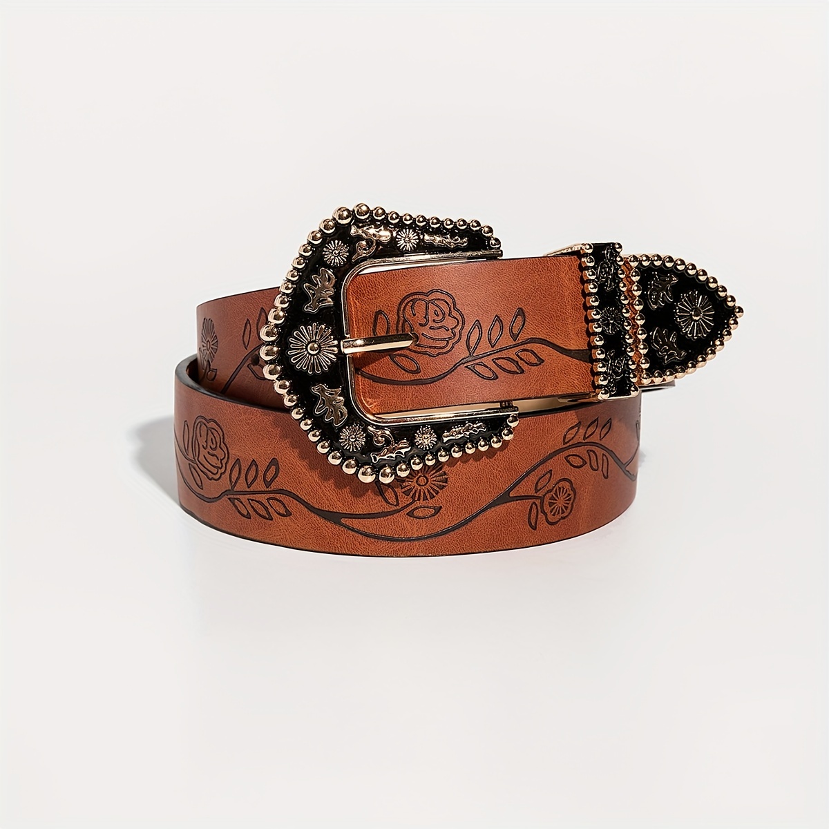 a womens vintage western style black floral embossed metal  display picture 2
