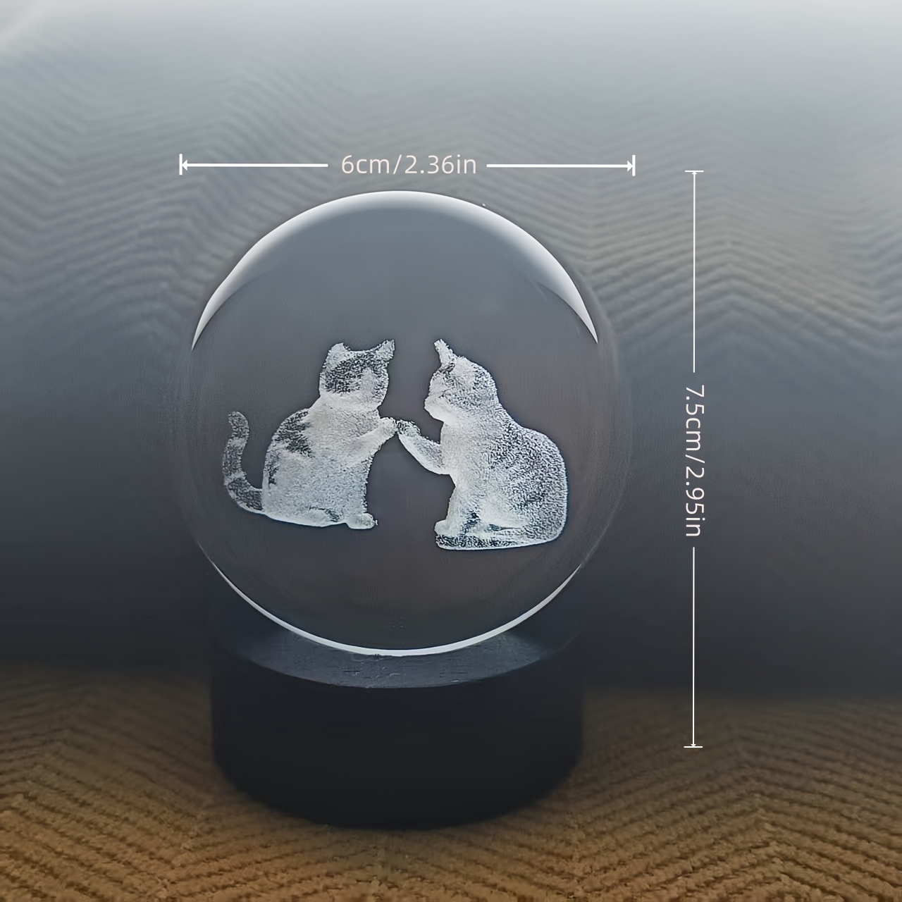 TEMU Decorazione per auto con sfera di a forma di due intagliati 3D, 60 mm, con base opaca, oggetto d' da per ufficio e casa, regalo per le feste