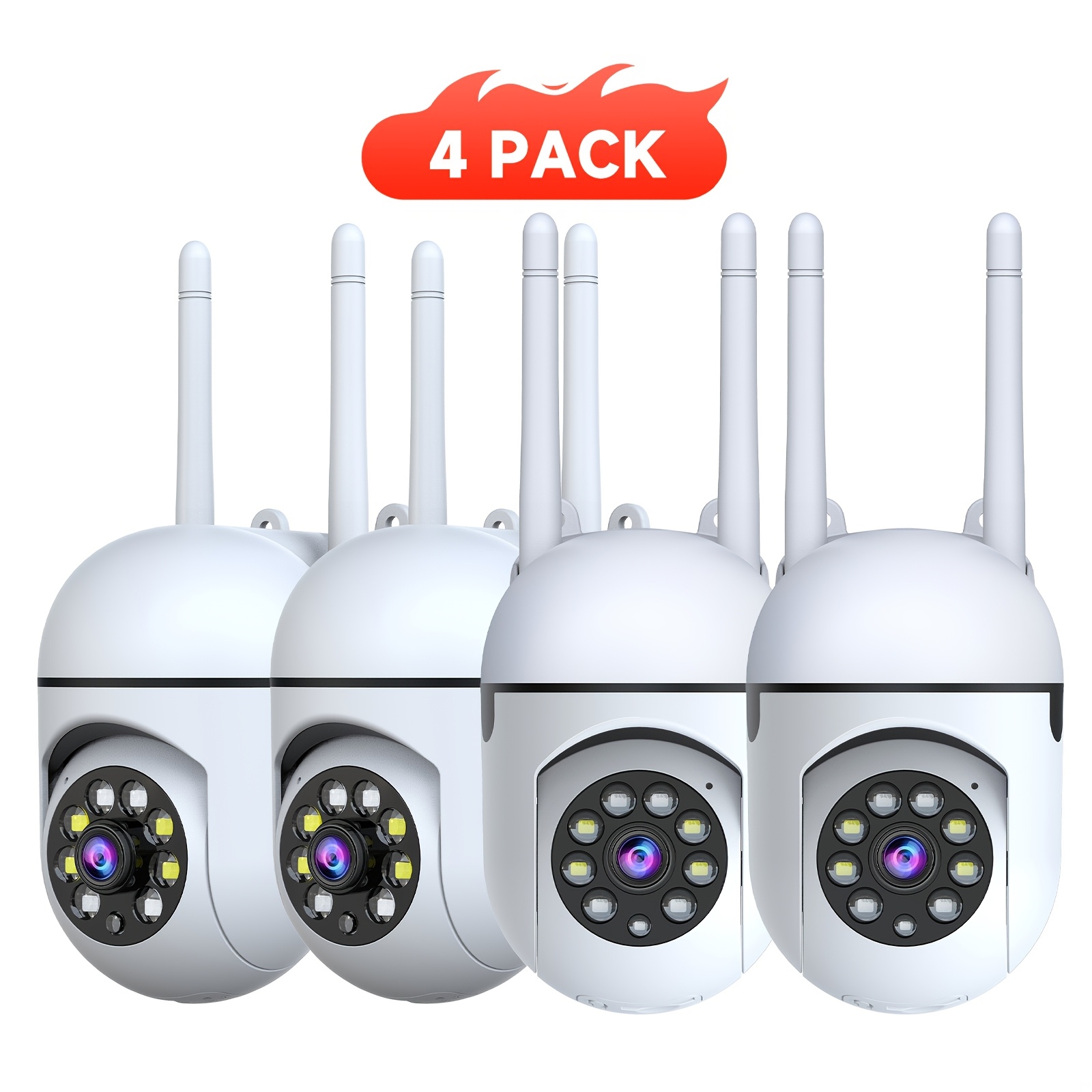 TEMU Install 3mp Security Cameras -6 Units, Supporting Dual-band Wifi At 2, 4/5g, 2k High Definition, Detection, 355° Rotation, Night Vision, Audio,