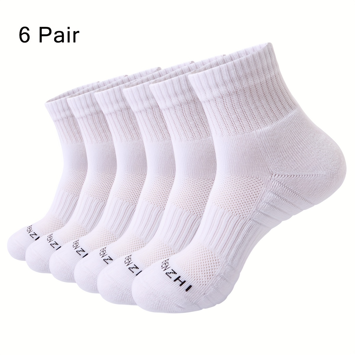 E-shop 6 Paar Herren- Damen-Sport-Sneakersocken mit verstärkter Sohle, gepolstert, Viertel-Running-Mini-Crew-Socken