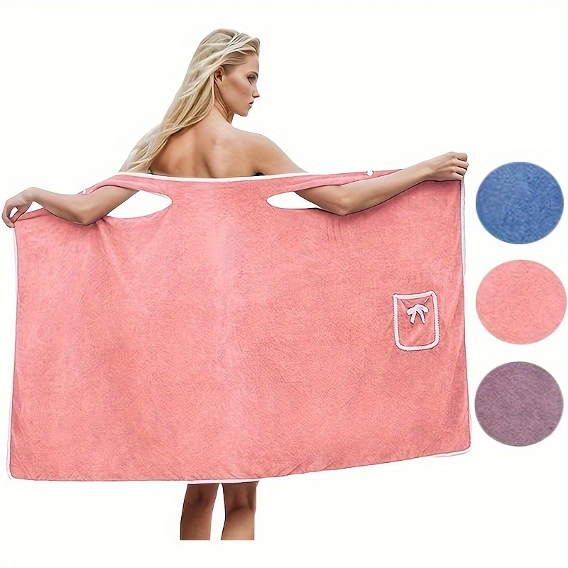 TEMU Women's Wearable Shower Skirt: Quick Drying Coral Velvet Bath Towel Camisole Bathrobe For Adults