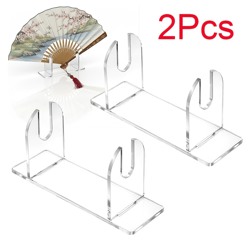 TEMU 2 pièces Support d'affichage pour éventail en acrylique pliable, porte-éventail transparent, chevalet pour éventail japonais et chinois, support