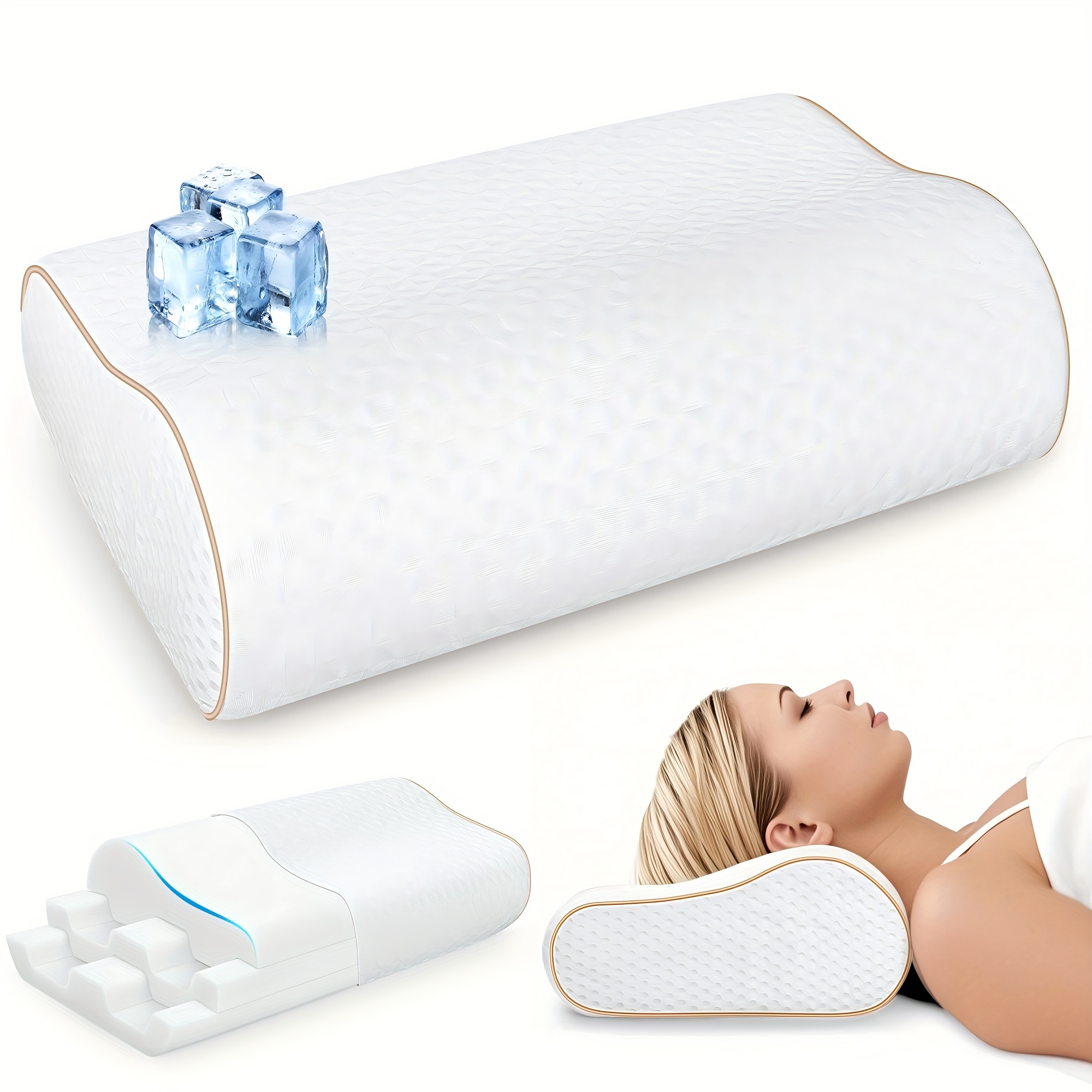 TEMU Large Dynamic Neck Pillow – Ergonomic Contour For Adjustable Bed Pillow For Side, Back, And Stomach Sleepers, Breathable Nylon Cover, , Pillows For Neck And Shoulder Pain