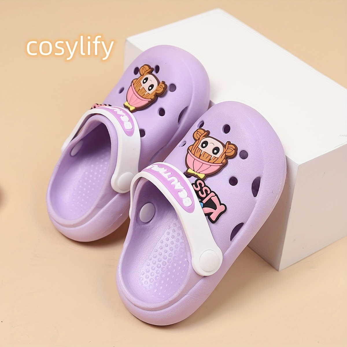 Toddler Girls Cartoon Slip-On Platform Clogs with Charms