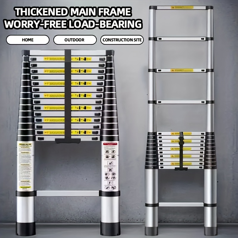 Artikelbild 150kg Edelstahl Leiter, 4.4m 3.8m 3.2m 2.6m Teleskop Faltleiter, Tragbare Sicherheitsleiter, Geeignet für Renovierungsleiter für Zuhause, Stufenleiter Faltbar, Tragbare Leiter, Gartenbeschneidungs Zugang, Verstellbare Stufenleiter
