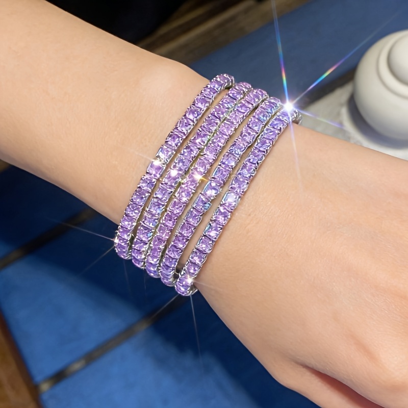 TEMU Ensemble de 5 bracelets élastiques violettes élégantes, cadeau , ensemble de bracelets