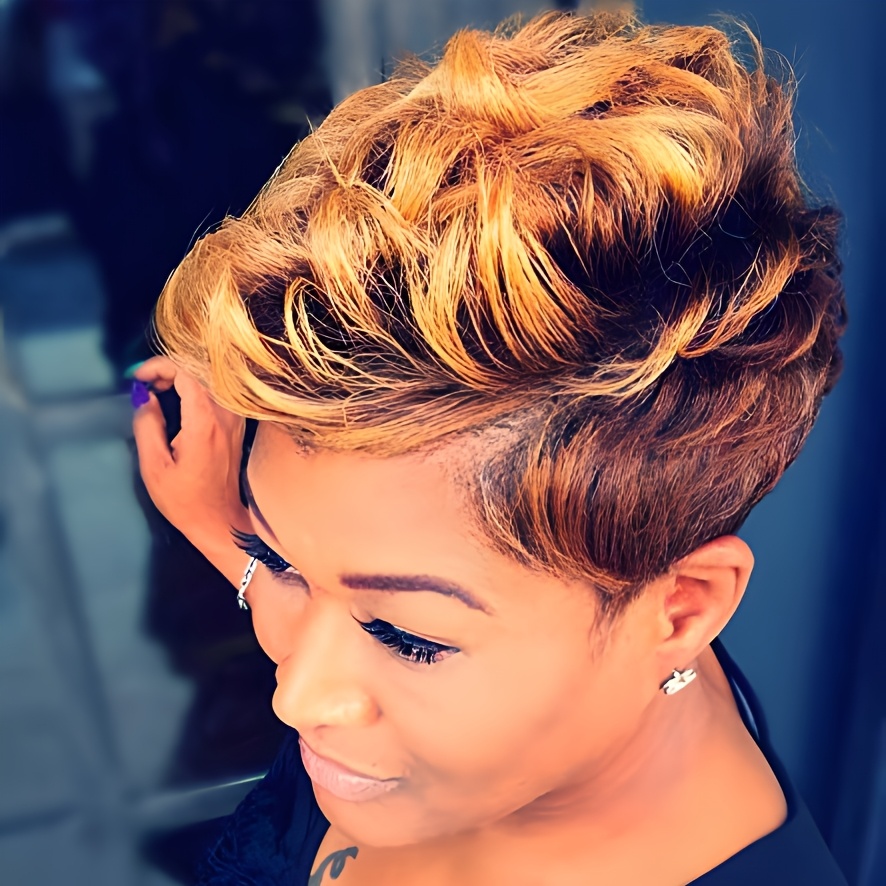 TEMU Nicelatus Short Wigs Featuring Curly Wavy Bangs, Ideal For Short Hairstyles. Synthetic Blonde Wigs Are Perfect For Women, Suitable For Halloween, Christmas Parties, And Music Festivals