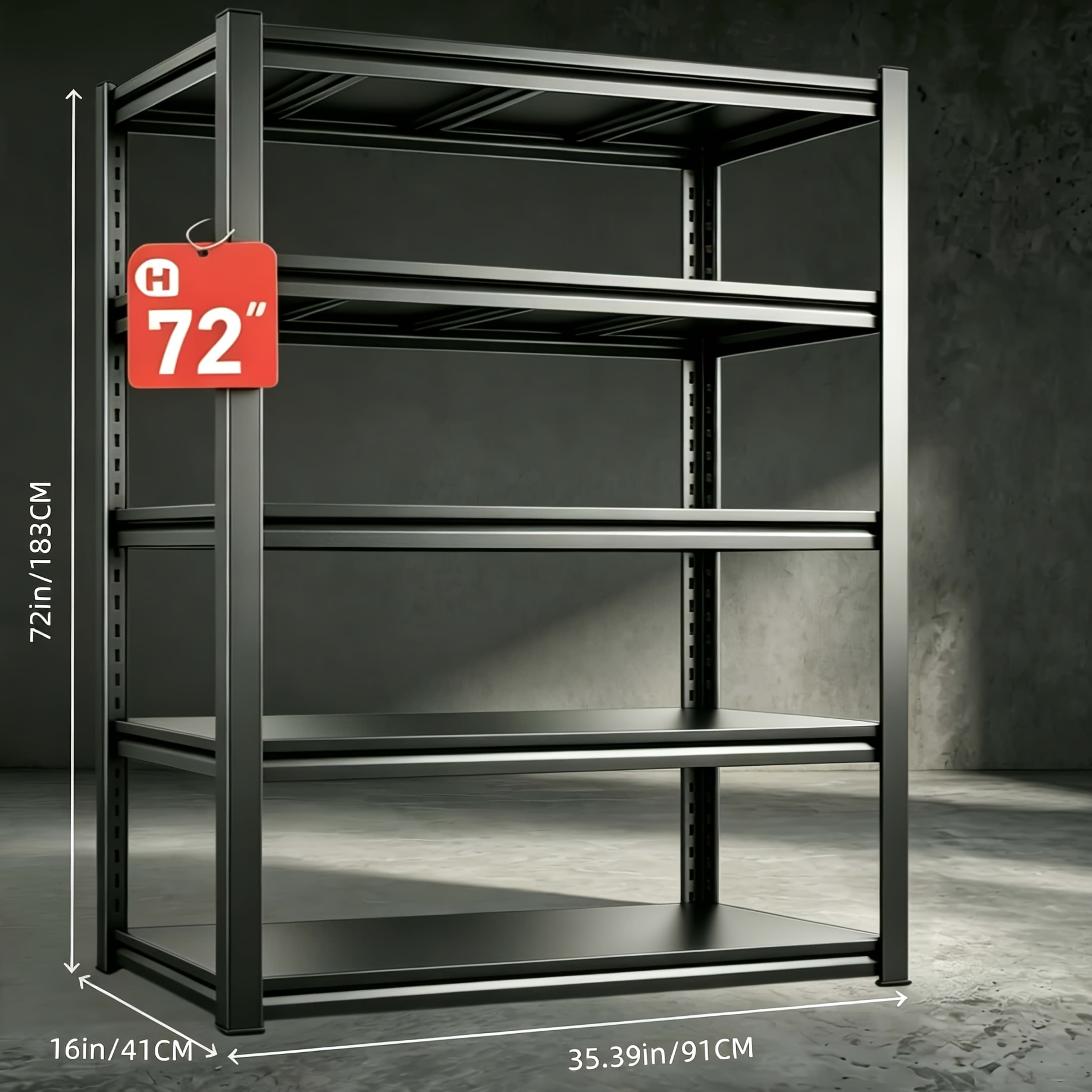 TEMU 72-inch Tall Warehouse Shelving, 3600 Lbs Load Capacity, 5-tier Adjustable Storage Shelves, Sturdy Metal Storage Racks, Industrial-grade