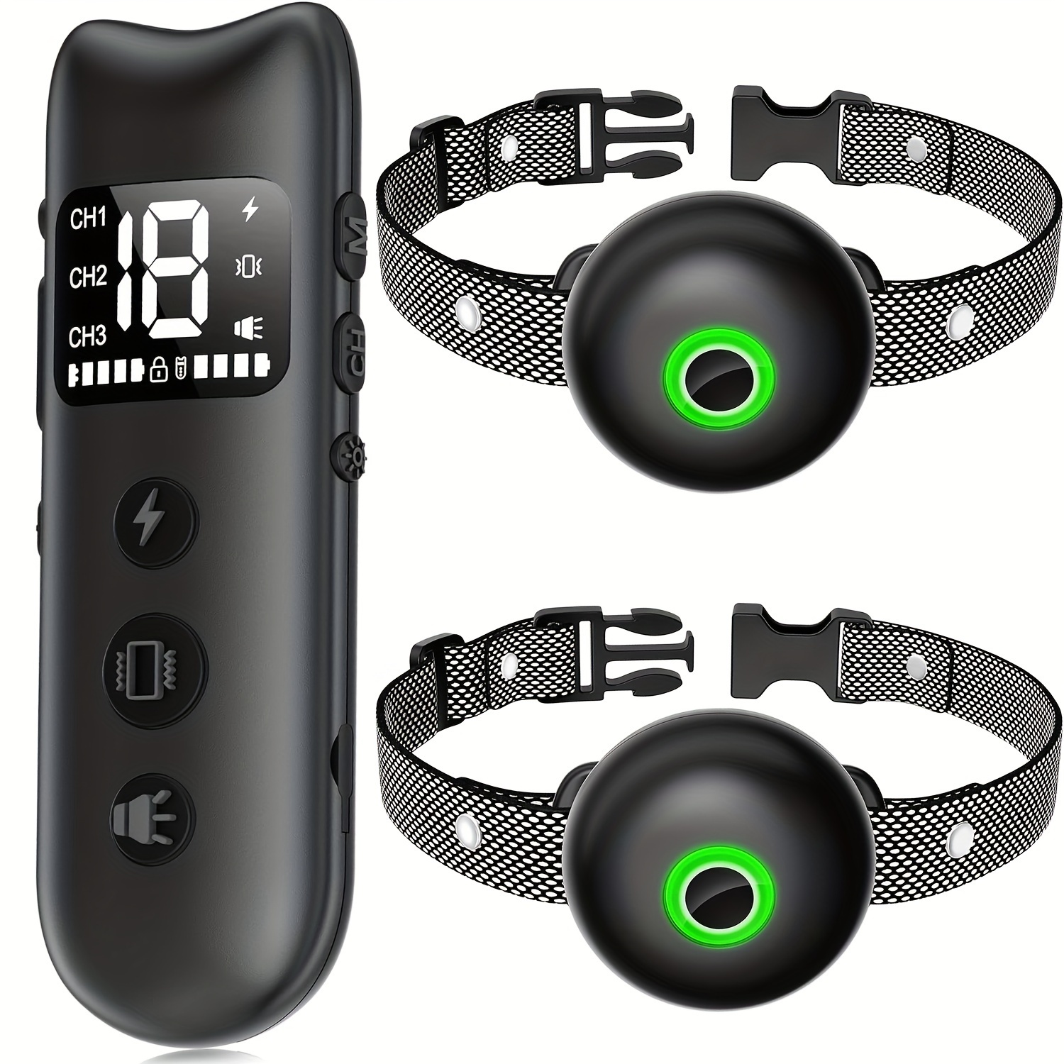 

Dog Shock Collars, Dog Training Collar With Remote, 3 Training Modes Rechargeable E-collar For Medium Large Dogs (1 Remote And 2 Collars)