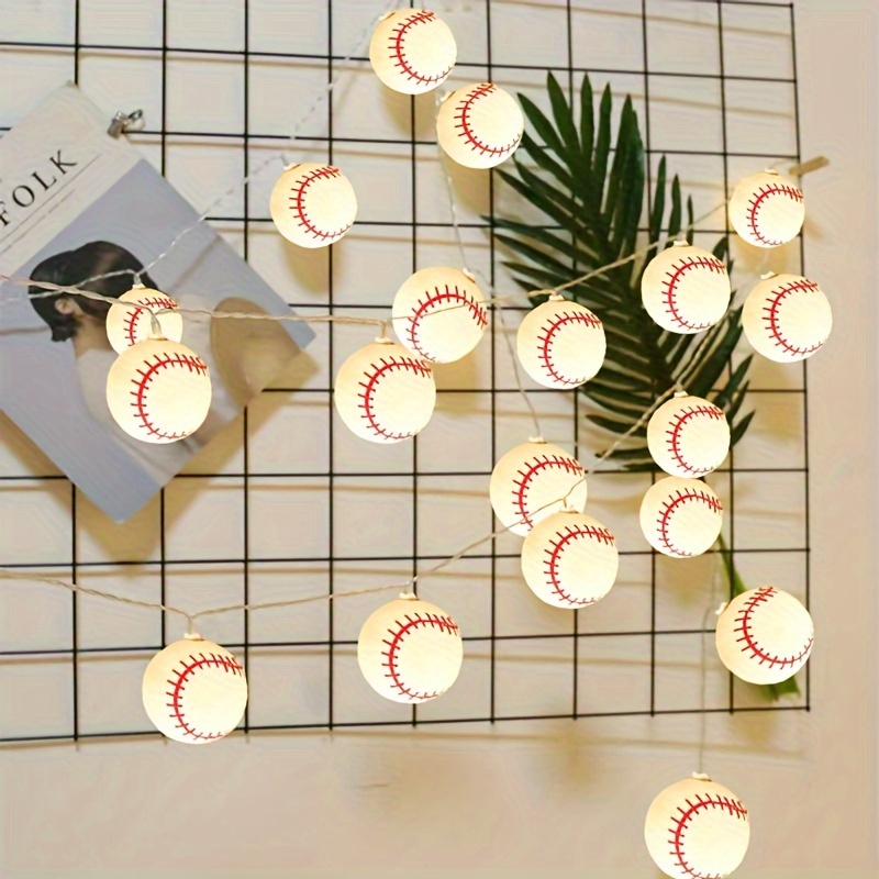 

1pc, Baseball Led String Lights, Sports Theme Ambiance Lighting For Indoor Room, Festival Party Decor, Outdoor Themed Decoration, Battery Powered (2xaa Excl.)
