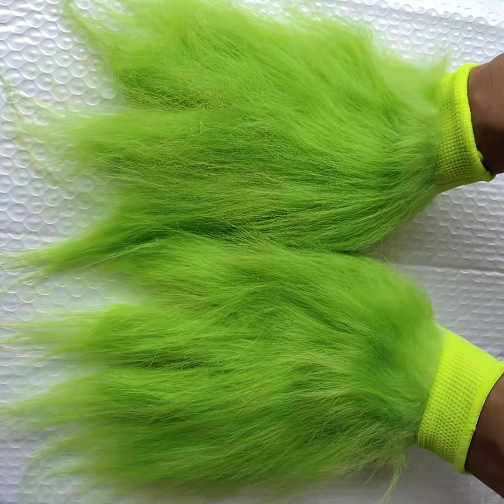 

Green Furry Party Gloves, Fur Long Hair Costume Accessory, 1 Pair - Non-feather, Ideal For Christmas And Halloween, Electricity-free Decorative Prop