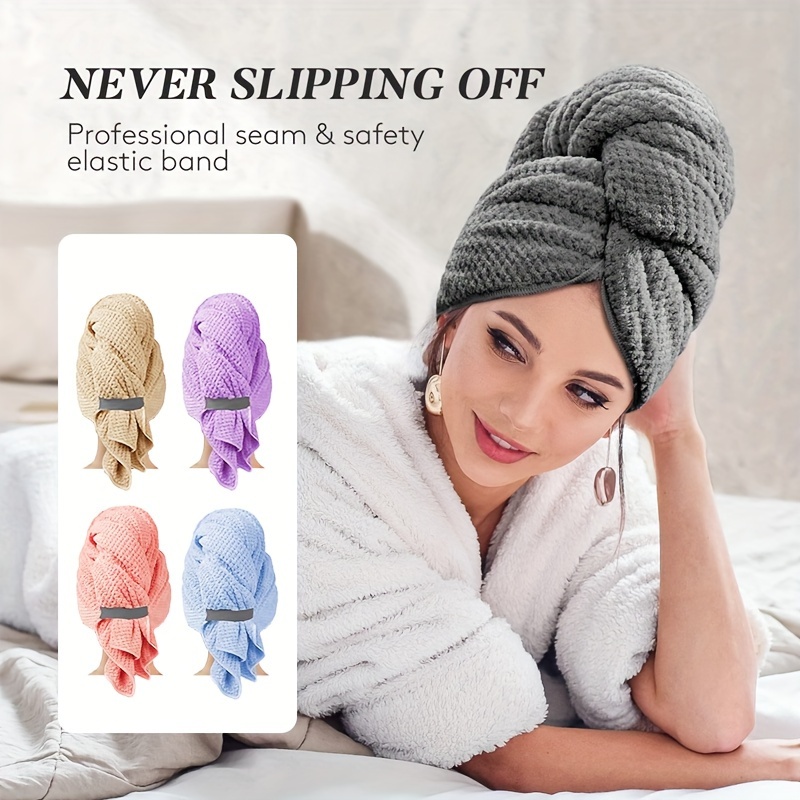 

1/2pcs Contemporary Solid Color Hair Towel, 100% Polyester, Quick-drying Microfiber Hair Drying Cap For Women, Strong Band, Home Use