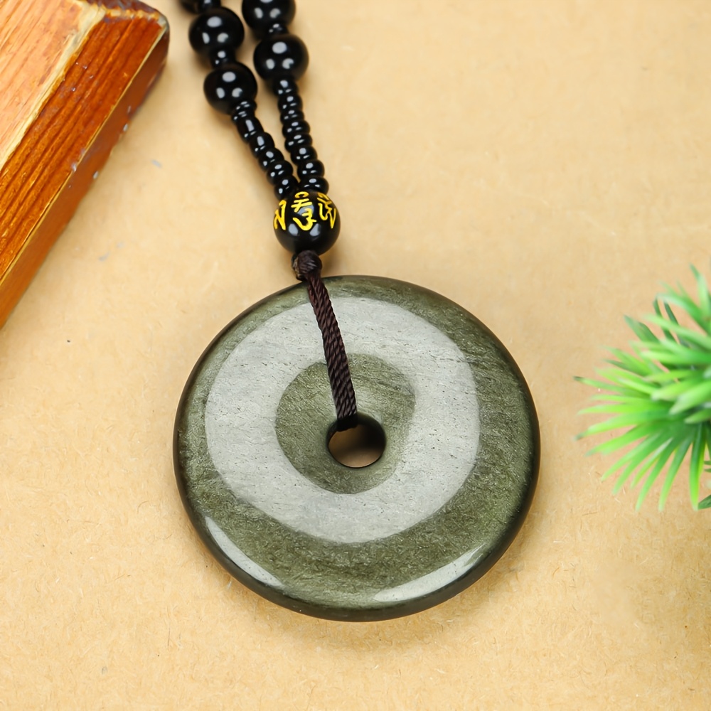 Fashionable Pingan Coin Pendant Necklace with Gradient Design