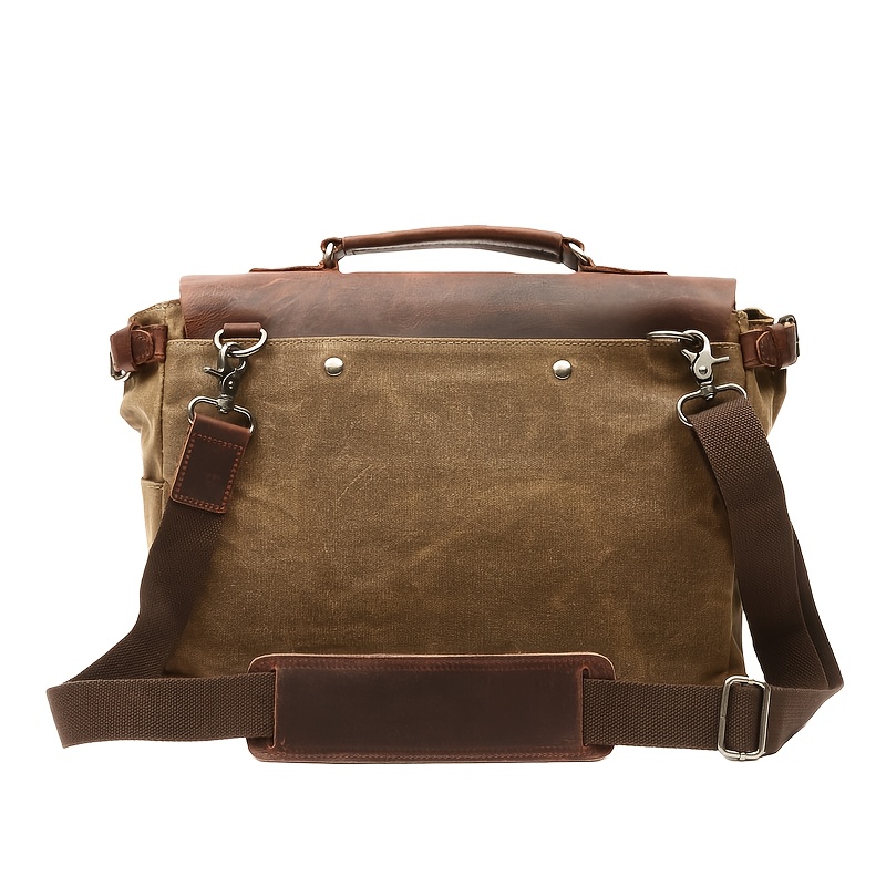Vintage Waxed Canvas And Crazy Horse Faux Leather Motorcycle Saddle Bag, Multi-Functional Shoulder Or Hand-Carry Design, Durable And Stylish with a Retro Look, Perfect for Riding, Traveling, And Daily Use