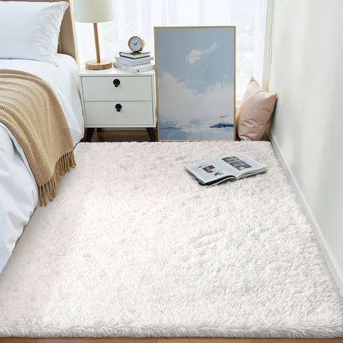 item picture 1pc long haired indoor room carpet with 4 non slip stickers thickened non slip rubber hotel office villa apartment decorative non slip carpet