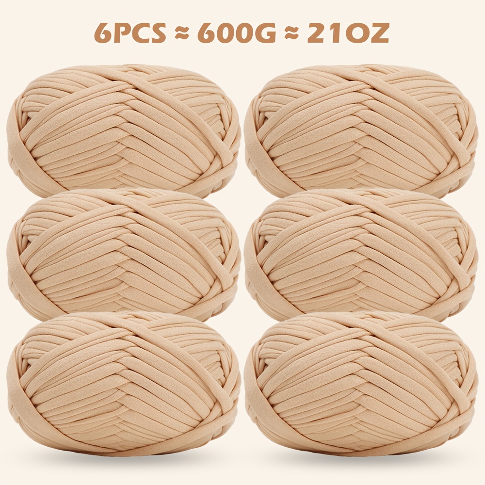 Image of 6pcs 600g Fabric Yarn, Chunky Knit Stretch Crochet Yarn For Diy Cushions, Blankets, Bags, Mats, And Home Decor