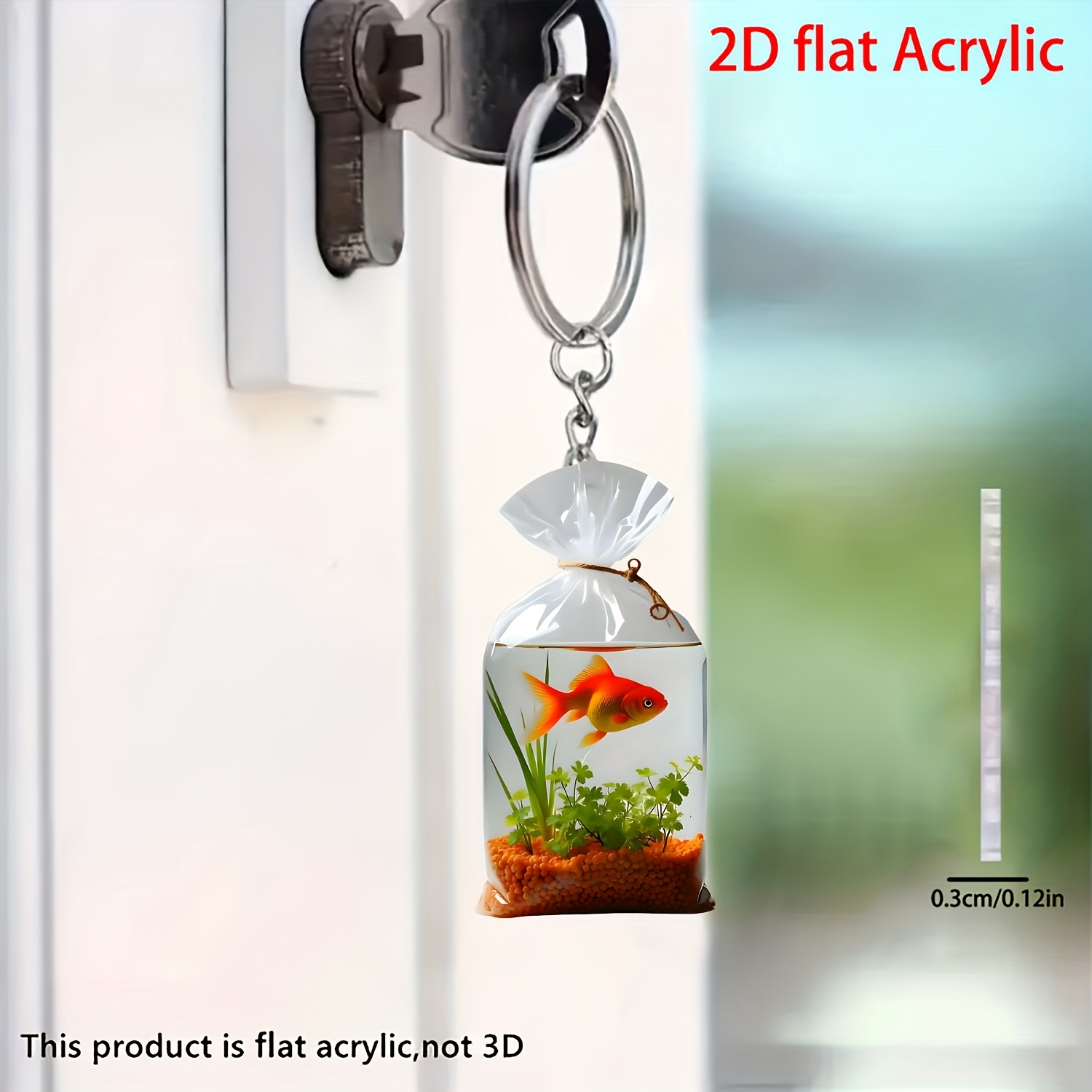 2d flat acrylic fish in bag decoration keychain keyring multi functional car interior decoration home decoration backpack and keychain additions durable lightweight colorful