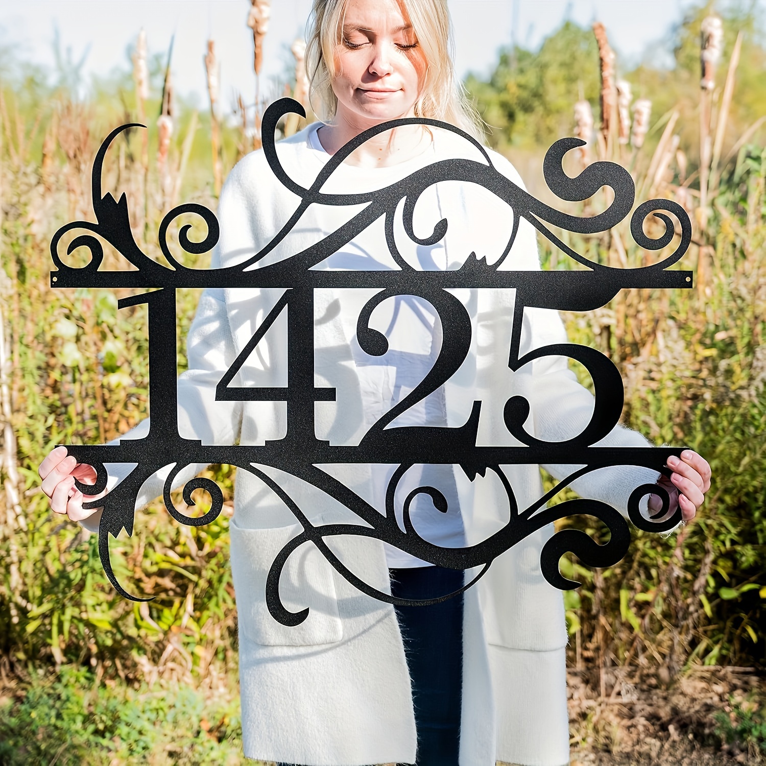 

Custom Number Sign - Elegant Wall-mounted Design, Battery-free, Outdoor Decor & Address Display, With Intricate And Style, Garden Decor|decorative Wall Art| Outdoor Sign, House Decor