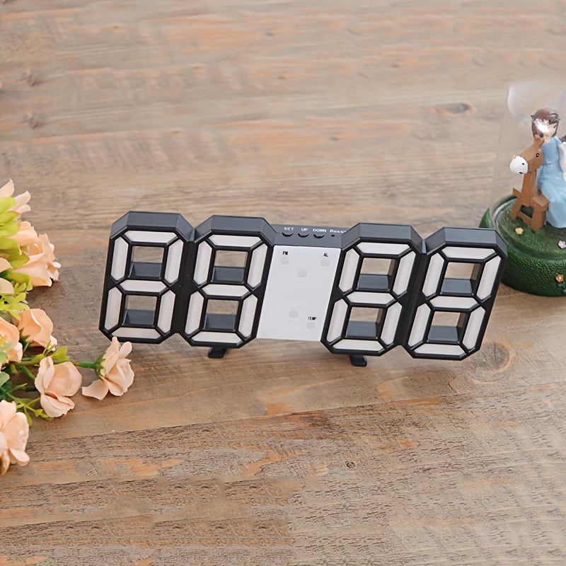 Image of Led 3d Digital Clock, Multifunctional Led Clock (calendar, Alarm, Temperature), 9-inch Desktop Alarm Clock, 12/24 Hour Temperature Display