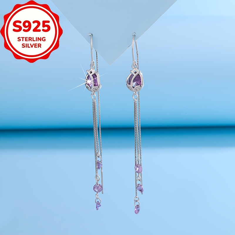 Women's S925 Silver Tulip Tassel Drop Earrings