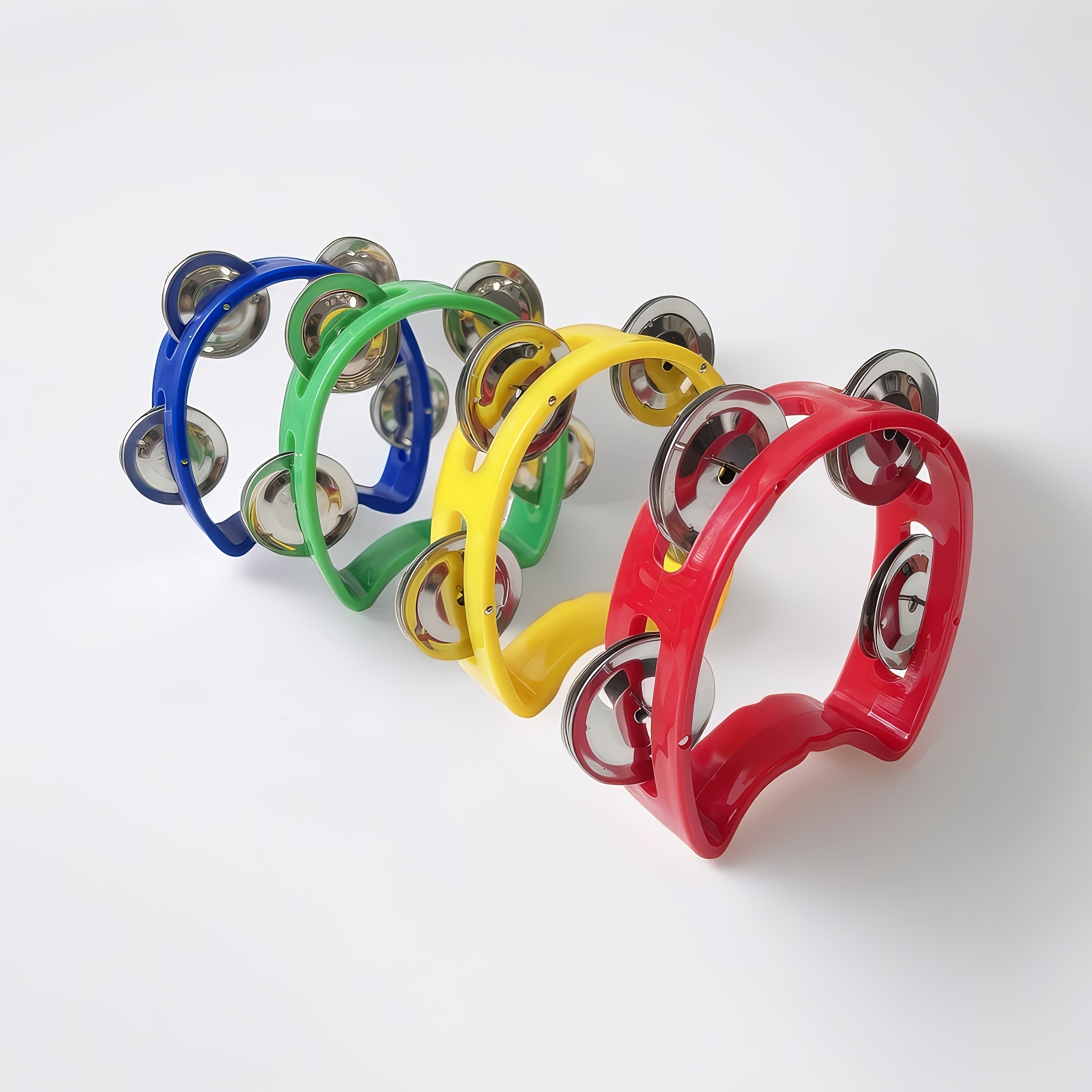 Grasp Training Musical Instrument Educational Toy 4-Bell Hand-Ring Bell Dance Performance Hand-Ring Bell Music Perception Educational Toy New Hand Drum Metal Bell Percussion Instrument Entertainment Instrument Plastic Single Layer Flower Drum Circle