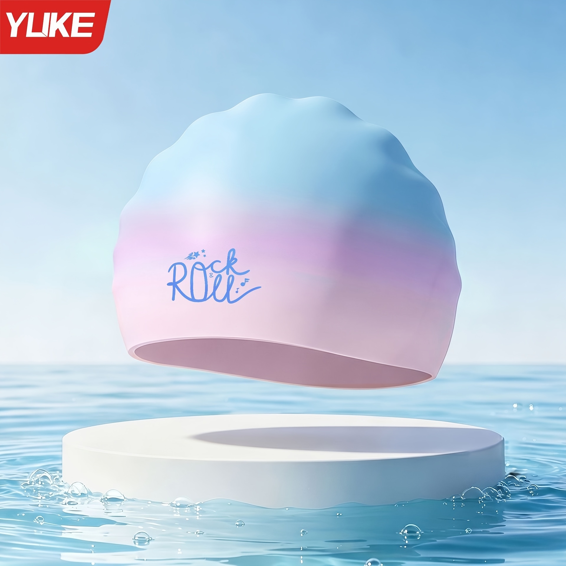 TEMU Silicone Swim Comfortable Non-constricting Head Protection Waterproof Protection Pool Gradient Silicone Swim