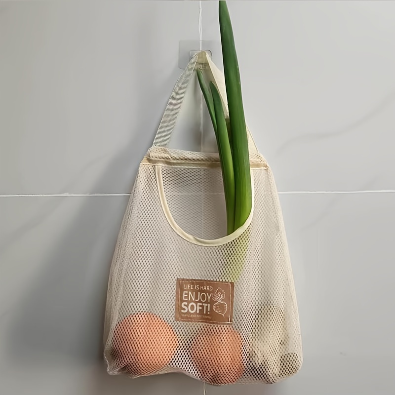 

1pc Breathable Mesh Kitchen Storage Bag - Wall-mounted, Ginger, Garlic &