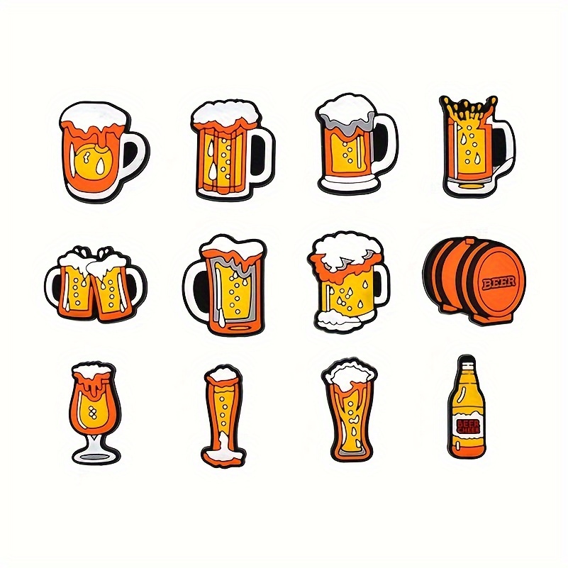 Image of 12pcs Pvc Beer-themed Shoe Charms Set - Colorful & Decorations With Lager, Beer & Mug Charms For Oktoberfest, Parties, Bars - Durable German Shoe For &