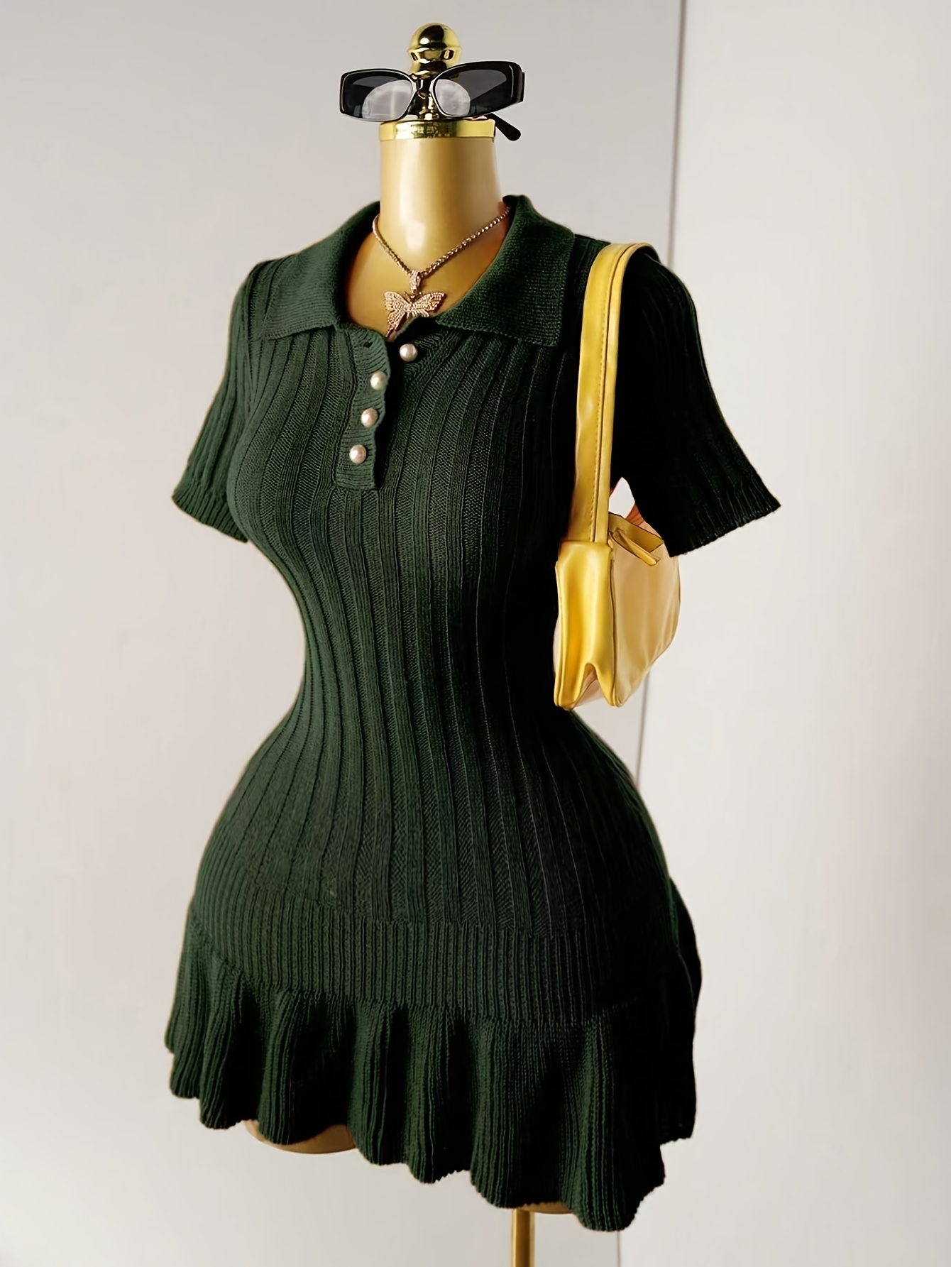 victoria secret knit dress The Black V Neck Contrast Trim Knit Mini Dress & Reviews - Black - Dresses