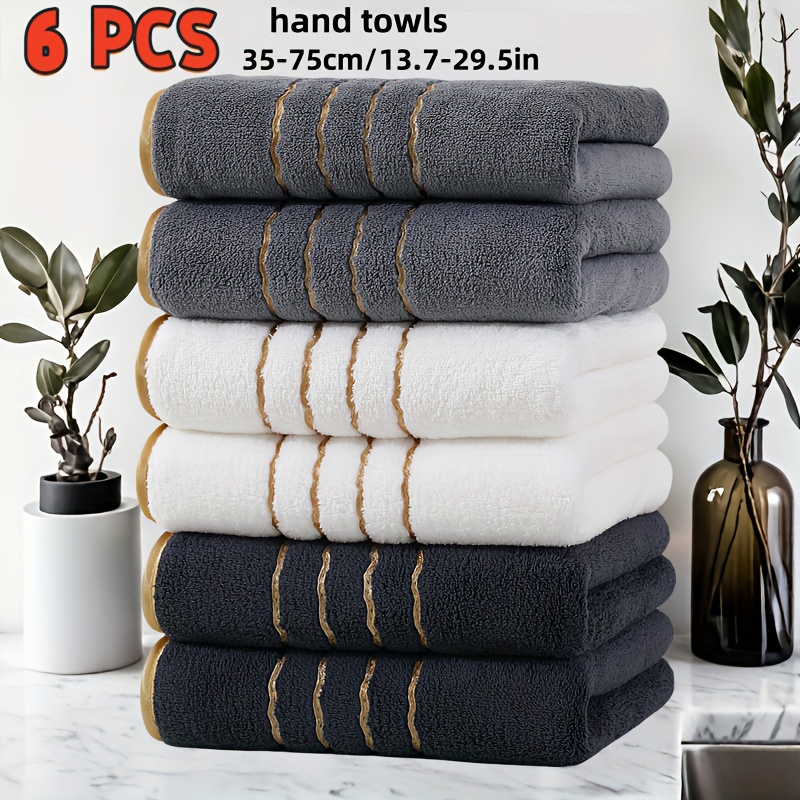 6pcs Bathroom Set, 6pcss Towels, 35x75cm, Embroidery, , Fade Resistant, Essential For Home, Bathroom, And Spa, Gift Towels For Valentine's Day, Ramadan, And Holidays, Suitable For Washing