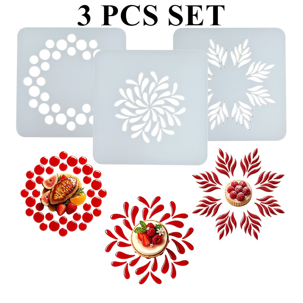 TEMU 3pcs Floral Dessert Decoration Silicone Textured Mat, Chocolate Fondant Lace Mat, Diy Mousse Cake Lace Mold, Creative Molecular Food Decoration,