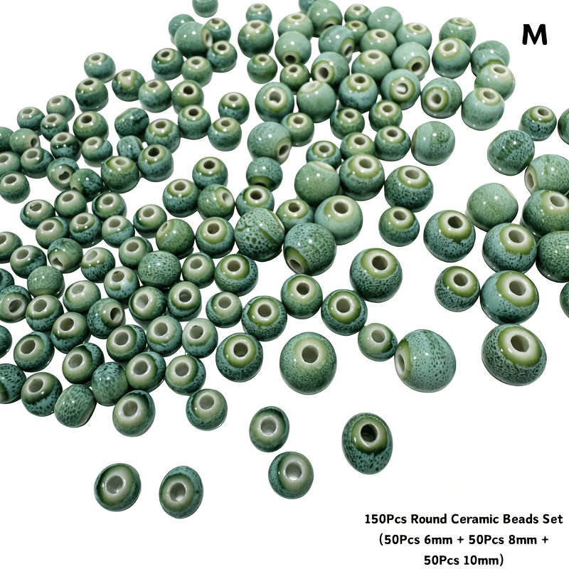 Mixed Size Colorful Glazed Round Ceramic Beads for Jewelry Making