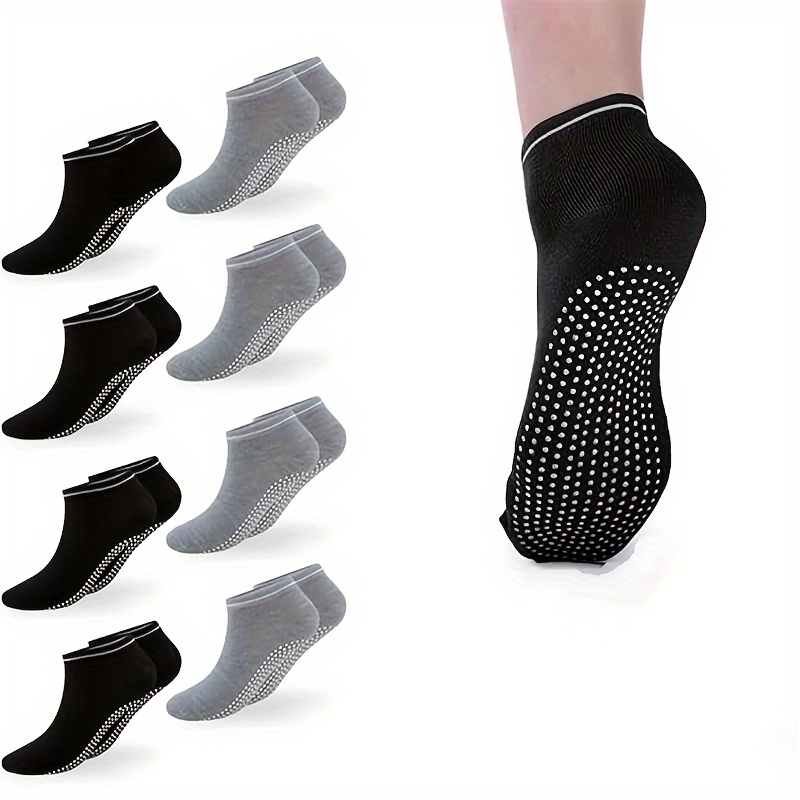 

8pairs Unisex Non Slip Grip Socks With Cushion For Pilates Yoga Socks, Socks With Grippers For Women Pilates Socks With Grips