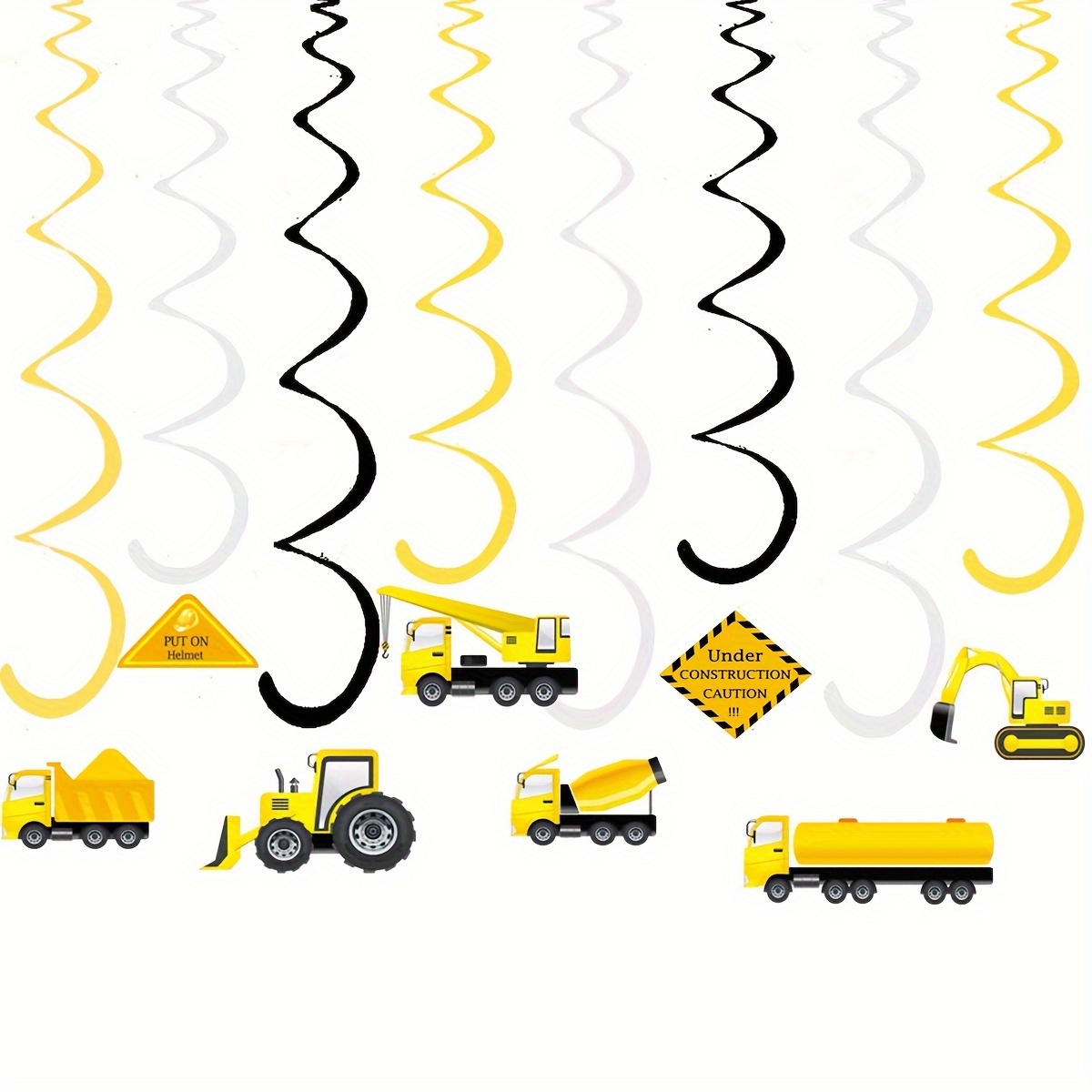 TEMU 8pcs, Construction Theme Cartoon Engineering Vehicle Spiral Charm