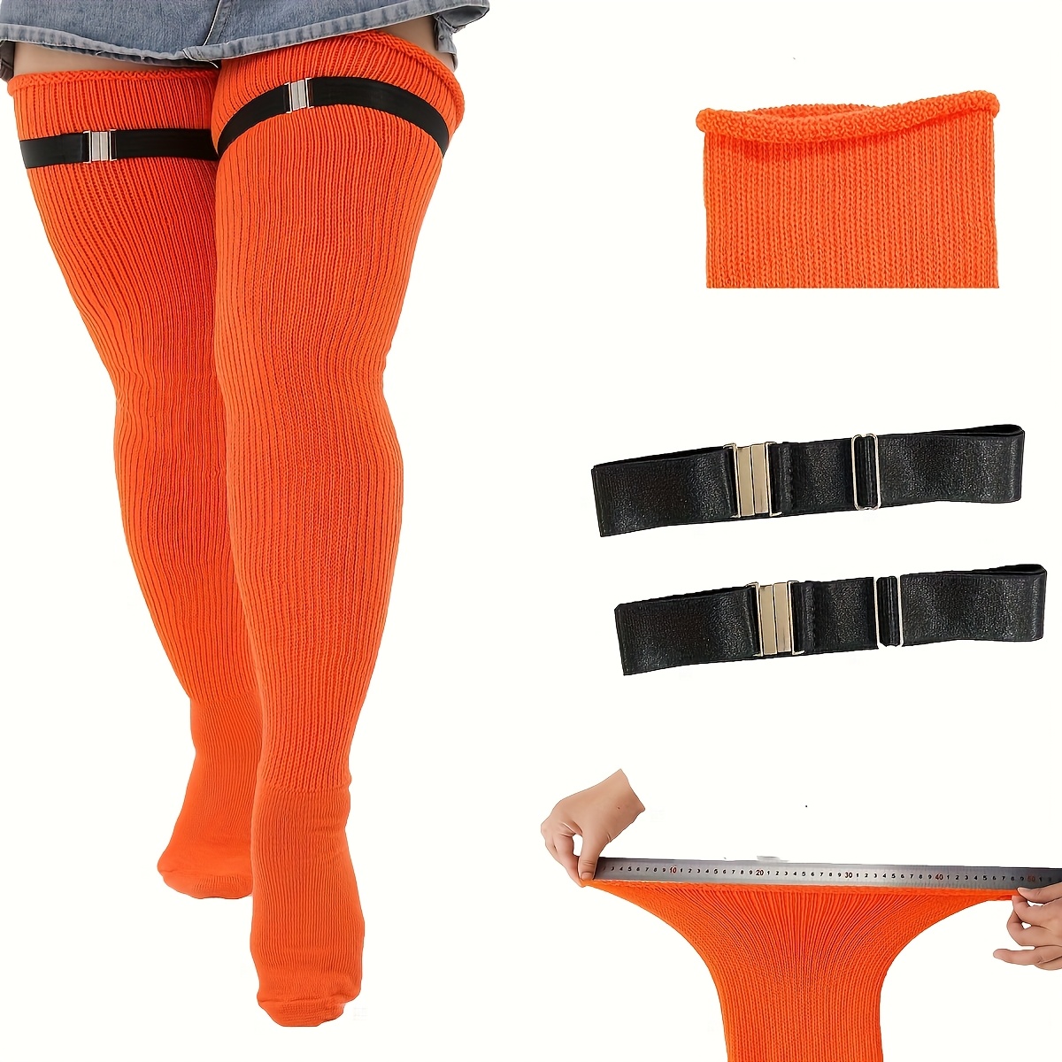 womens thigh high leggings garter belt warm thick ribbed - Temu Australia