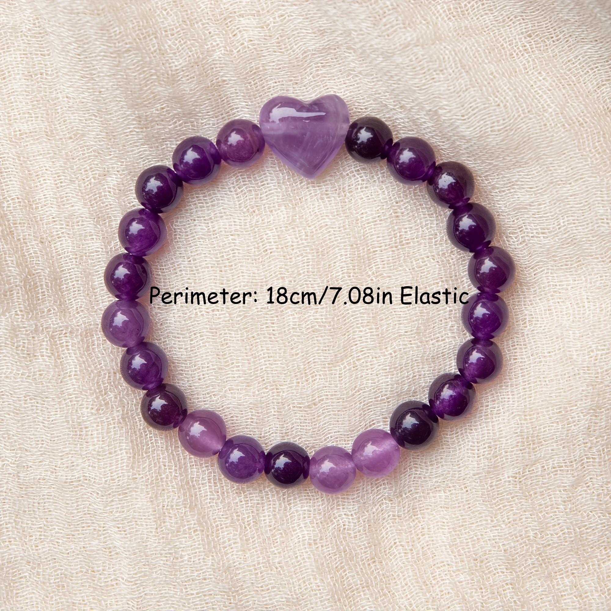 Bohemian Amethyst Bracelet for Women, Elastic Bead Jewelry