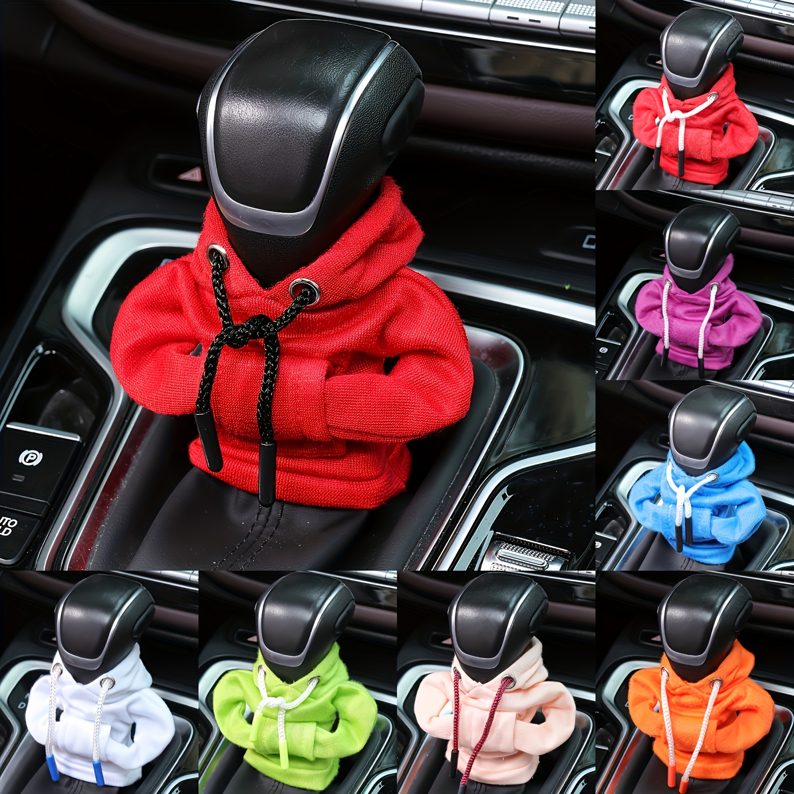 

Adjustable Hooded Car Shifter Cover, Large Size Universal Fabric, Waterproof, Fashion Mini Sweatshirt, For Car Gear Shift Knob, Car Interior Accessory Decor