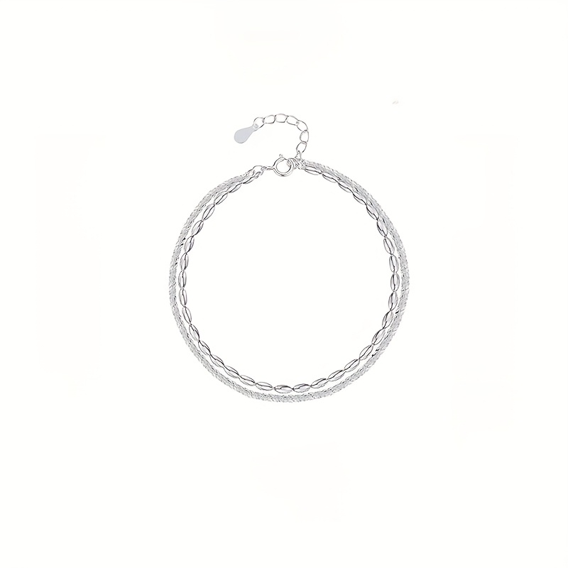 925 Silver Starry Rice Grain Double Layer Bracelet