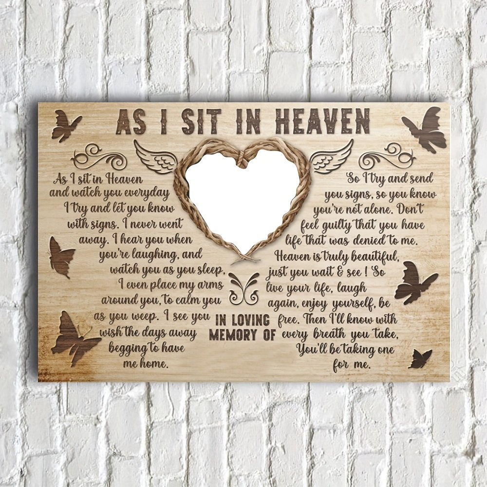 

Personalized Canvas Prints, Custom Photo Sympathy Gifts, Remembrance Gifts, Bereavement Gifts, Butterfly As I Sit In Heaven Wooden Framed 11.8x15.7 Inch