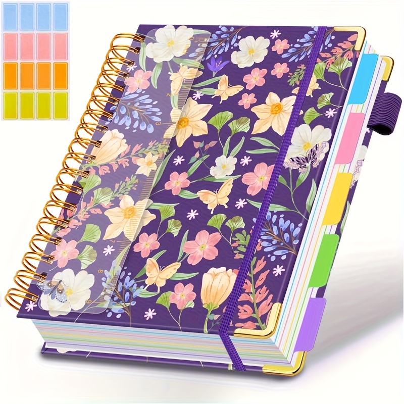 TEMU Gdgdsy A5 & B5 Spiral Bound Notebook Suitable For Female Students - 5-subject Teacher-recommended With Dividers, Page Labels & Wide Ruled Lines,