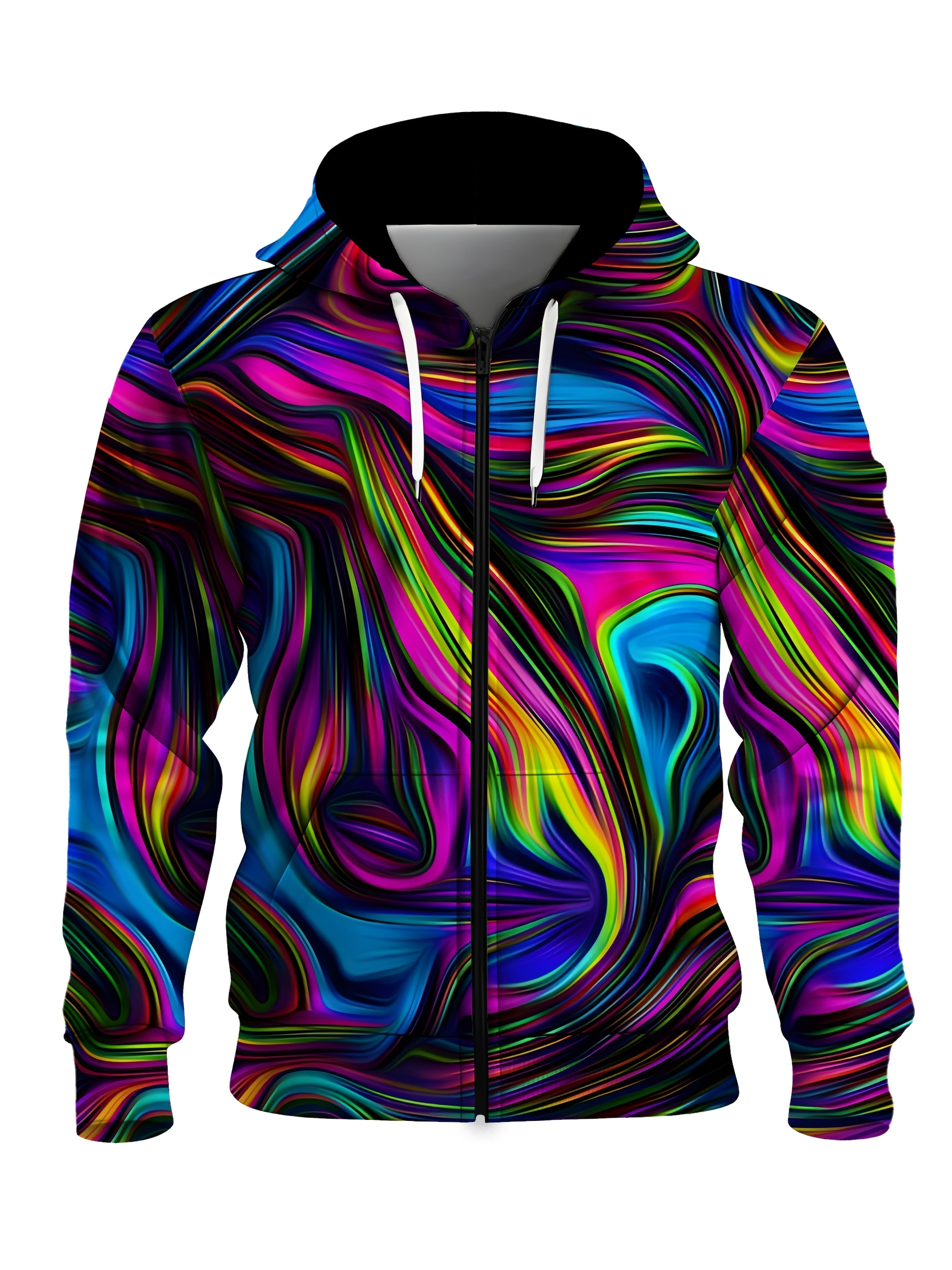 Men's Plus Size Graffiti Print Cardigan Zip Up Sweatshirt_voghion.com
