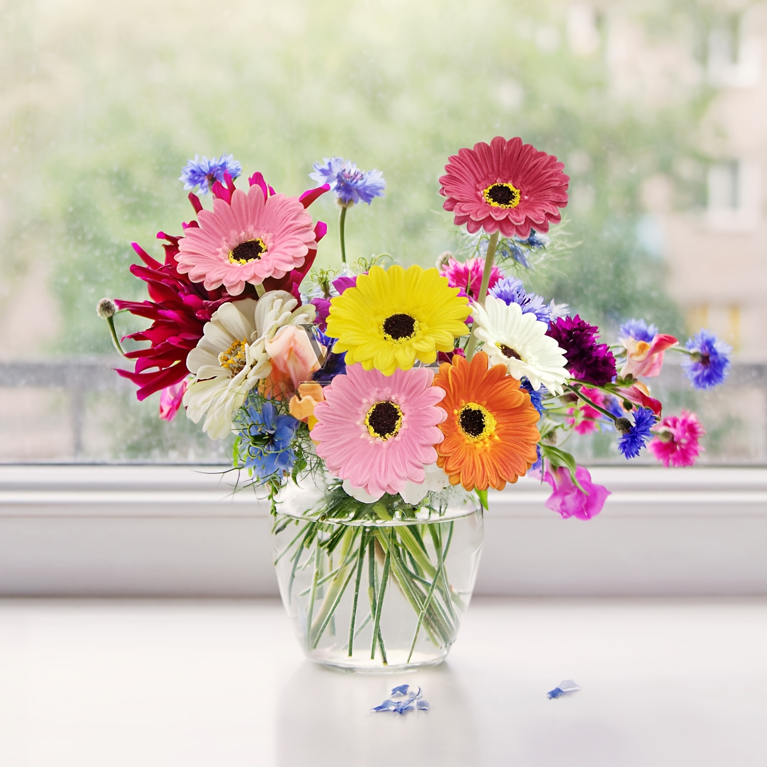 Image of 5pcs Vibrant Artificial Daisy - 12" Pu African Daisies Mixed Colors For Home, Kitchen, Wedding, Party, Living Room Tabletop Decorations, Birthday, Easter, Thanksgiving, Christmas, Mother's Day