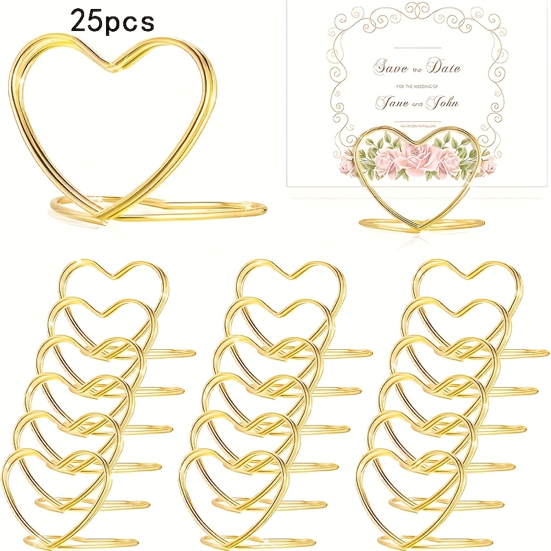 Image of 25pcs Of -shaped Table Number Stands - Stylish Memo Clips For Photos, Cards, And Menus - Ideal For Weddings, Parties, Anniversaries, Family Gatherings, And Event , Versatile For Uses