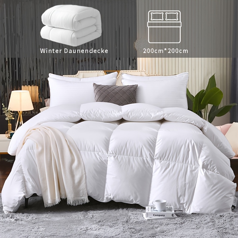 Image of 1pc Down Comforter - Down Hotel Quilt, 10% Down Filling, Washable Warm Fluffy Winter Duvet, 135x200cm, 155x220cm, 200x200cm, 220x240cm, 240x260cm Size Comforter, Duvet For Bedding