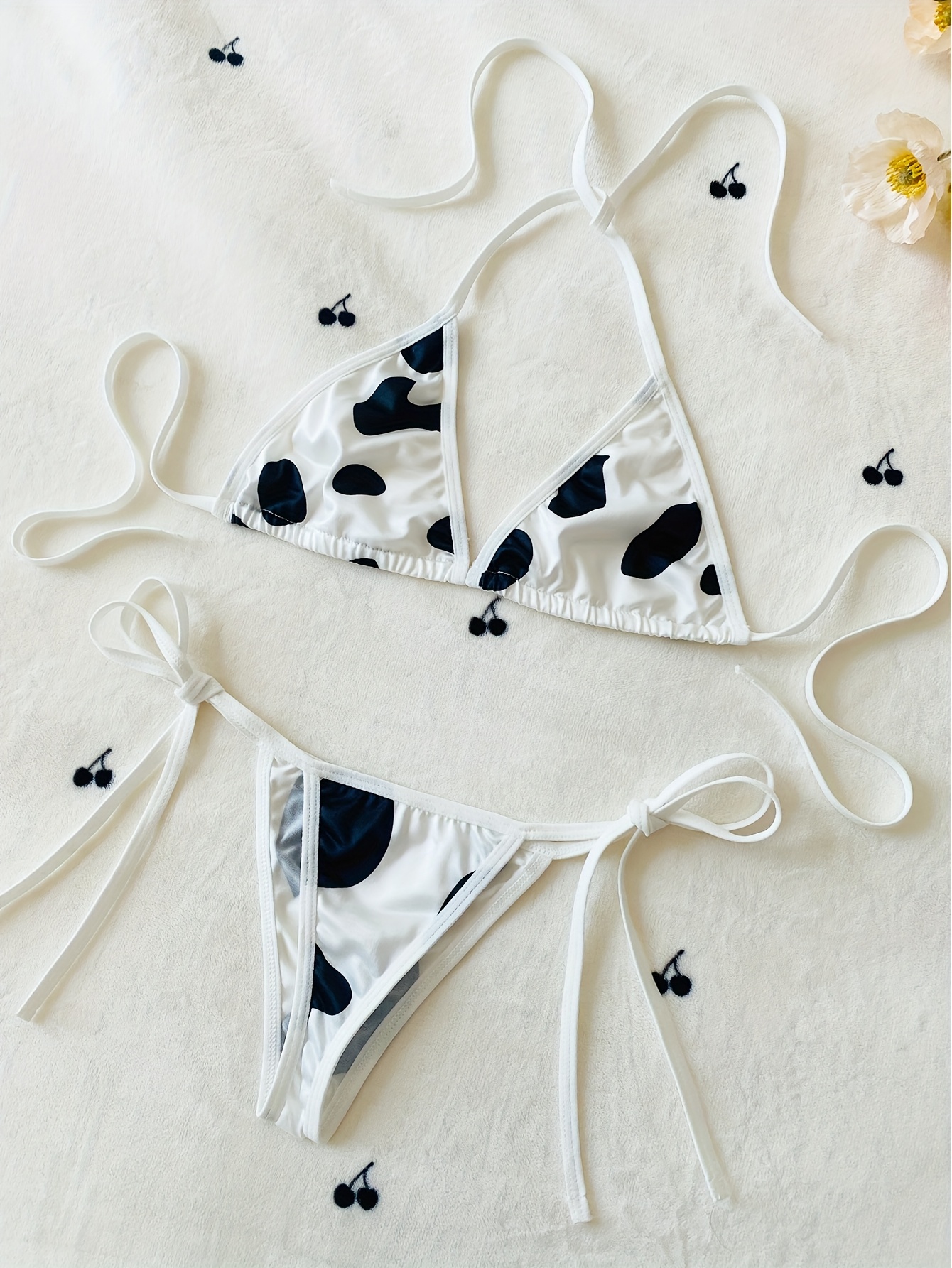 set cow print sexy lingerie bra brief women not included Temu