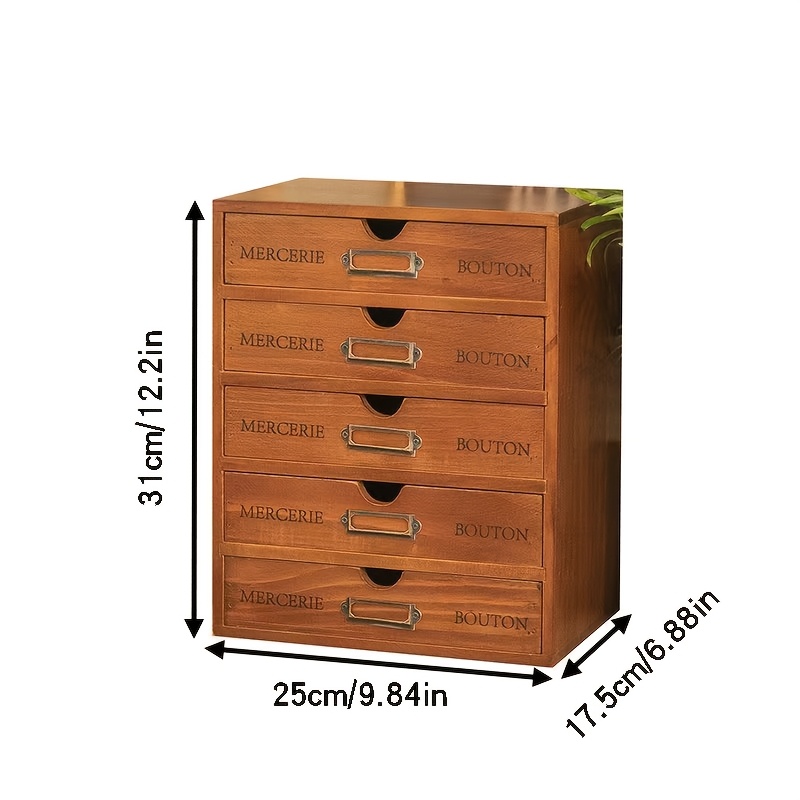 Image of 1pc Wooden 5-layer Drawer Organizer, Desktop Jewelry Storage Box Wooden Cosmetic Storage Box Storage Box, Storage Drawer Units