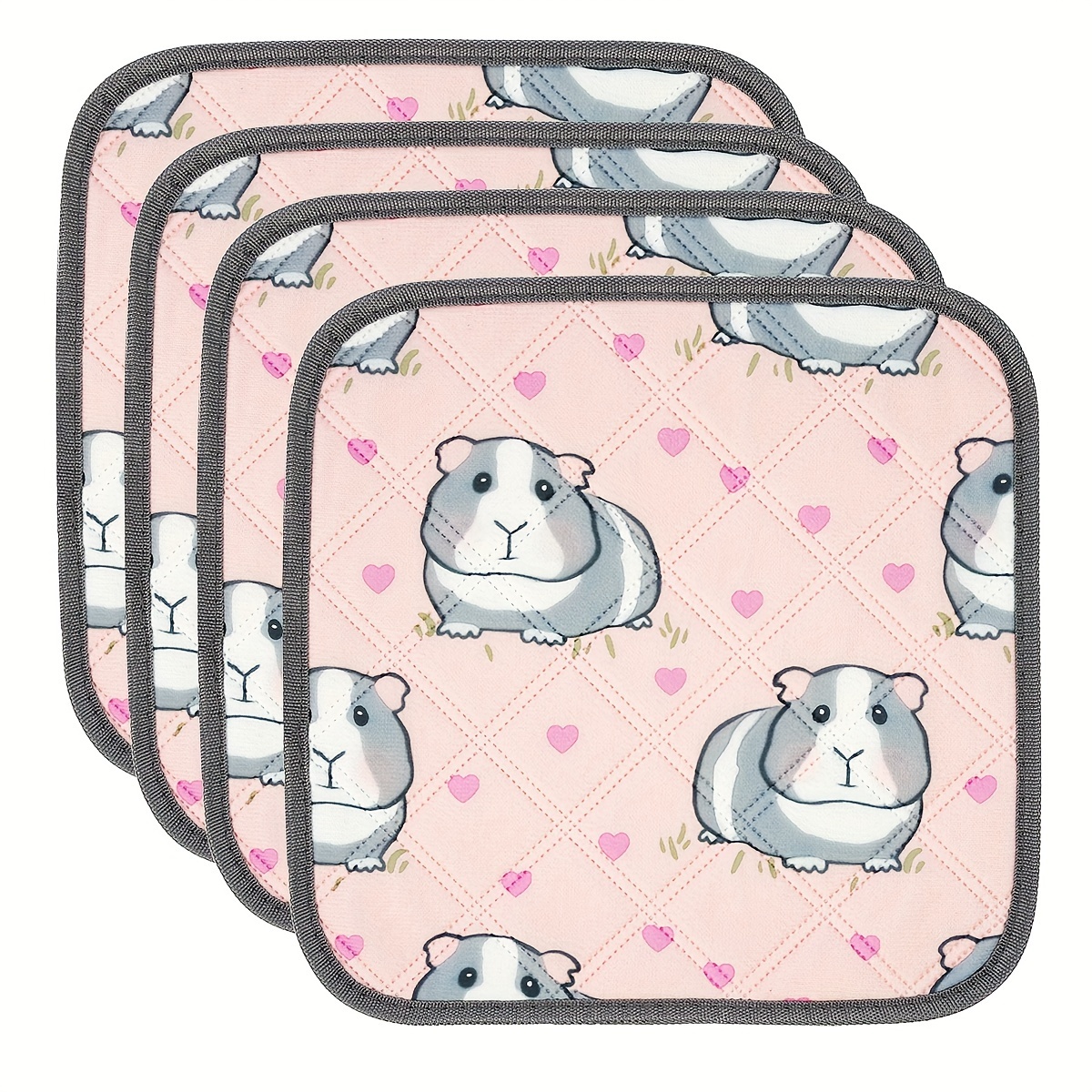 E-shop 4 Stück (4 Stück) Große Waschbare Meerschweinchen-Pipi-Pads - Wiederverwendbar, Super Saugfähig, Rutschfest, Geeignet für Kaninchen, Hamster,