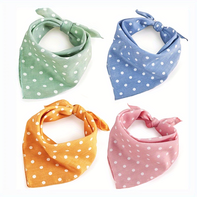 Image of 4pcs Dog Bandanas Birthday Cute Cat Scarfs Washable Daily Handkerchief Pink Orange Comfortable Gifts, Adjustable Accessories For Small Medium Large Pup Pet