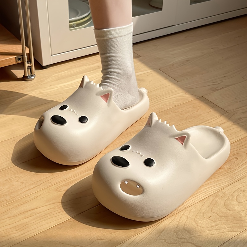 TEMU Cute Little Dog Slippers Summer Indoor Home Sandals Cover Hole Shoes Eva Couple Outdoor Beach Slippers, Women Shoes