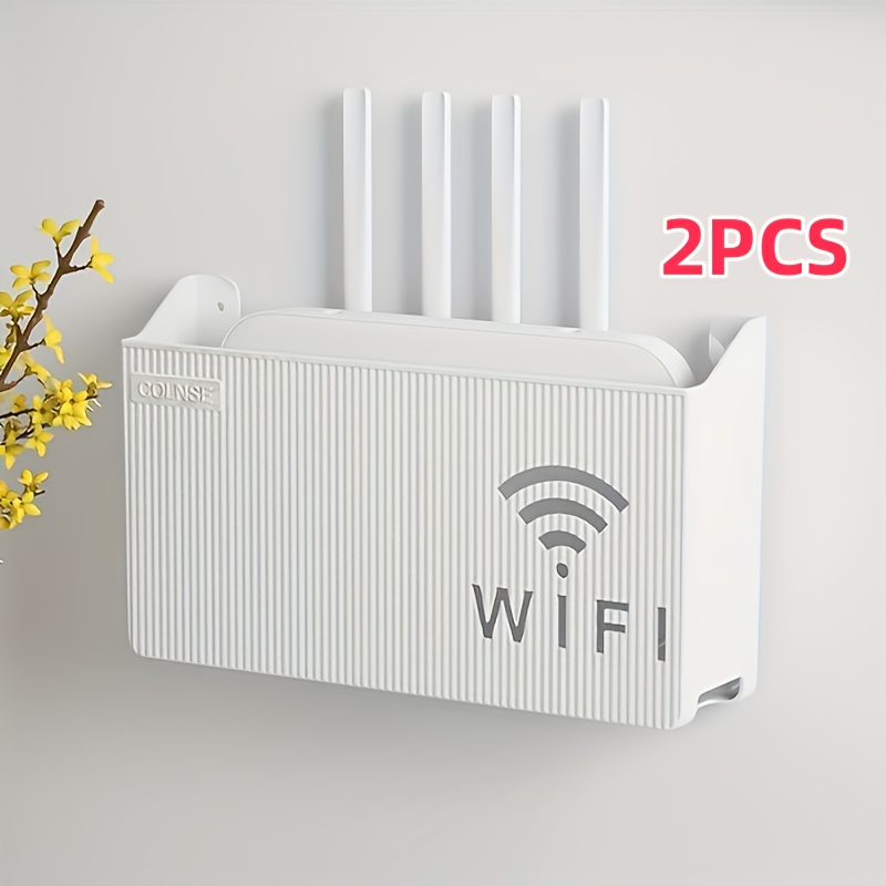 TEMU Wireless Router Storage Rack, Shelf, , Wall-mounted Plastic Storage Box, Suitable For Home Decoration, Room Or Office, Multi-functional